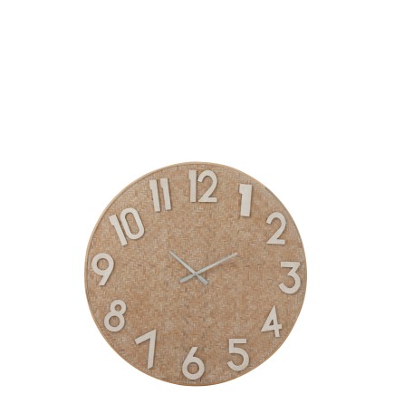 Reloj redondo de ratán de madera natural de 92x92x4 cm