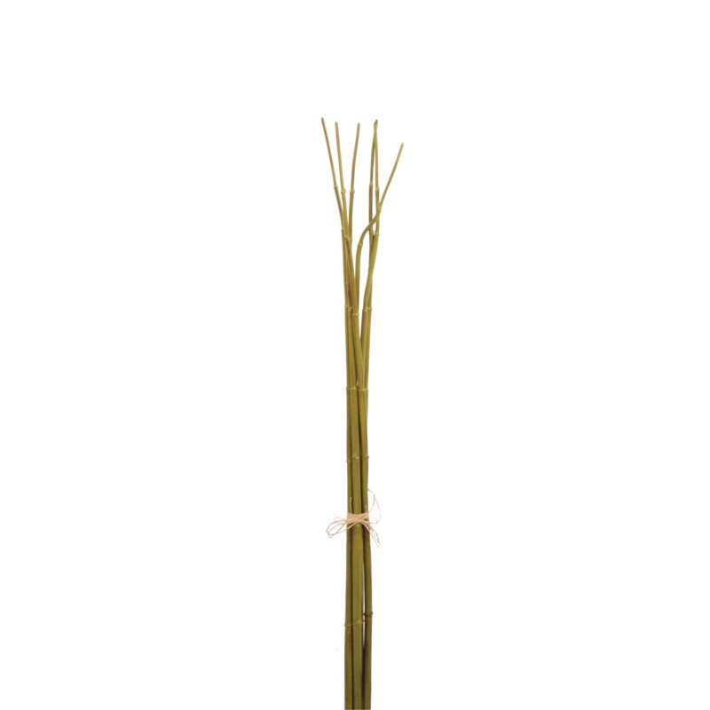 Decoración vegetal imitación bambú de plástico verde 4x4x76 cm