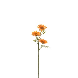 Fleur de paquerette en plastique orange 11x11x45 cm