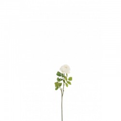 Rose avec feuilles en textile blanc 17x10x59 cm