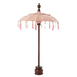 Parasol avec pied et floches en bois saumon 57x57x51 cm