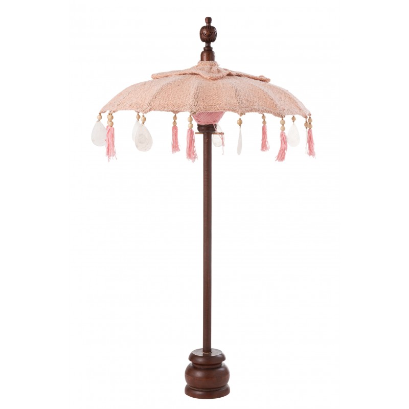 PARASOL + PIED FLOCHES/COQUILLAGES PECHE BOIS MARRON FONCE SMALL