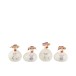 Set de 4 poules avec dicton et chapeau en céramique mauve 9x9x9 cm Set de 4 poules avec dicton et chapeau en céramique mauve 9x9x9 cm