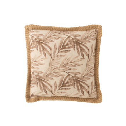 Cuscino quadrato con motivo in cotone beige 49x49cm
