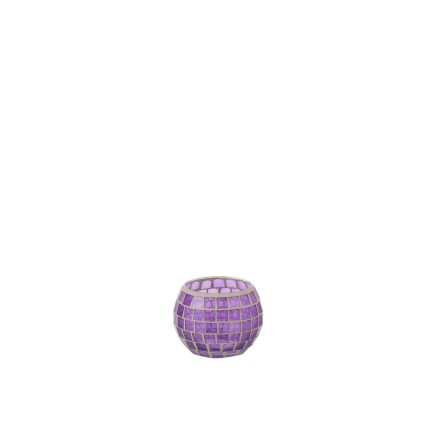 Photophore en verre mauve 10x10x8 cm