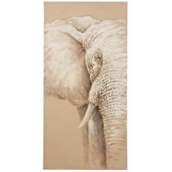 Tableau avec tête d'éléphant en toile beige 70x140x4 cm