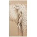 Tableau avec tête d'éléphant en toile beige 70x140x4 cm