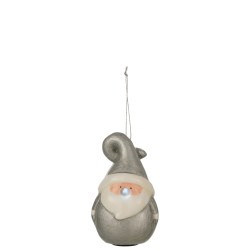 Papá Noel colgante de resina plateada 8x7x13 cm