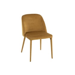 Silla de 4 patas de metal y textil ocre de 58x51x80 cm