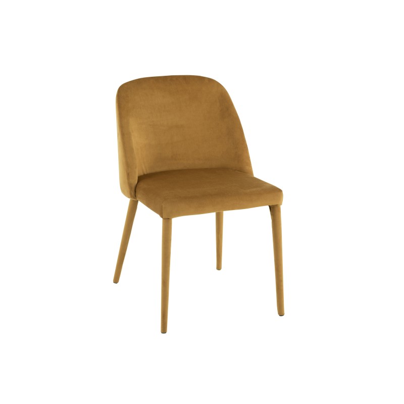 Silla de 4 patas de metal y textil ocre de 58x51x80 cm