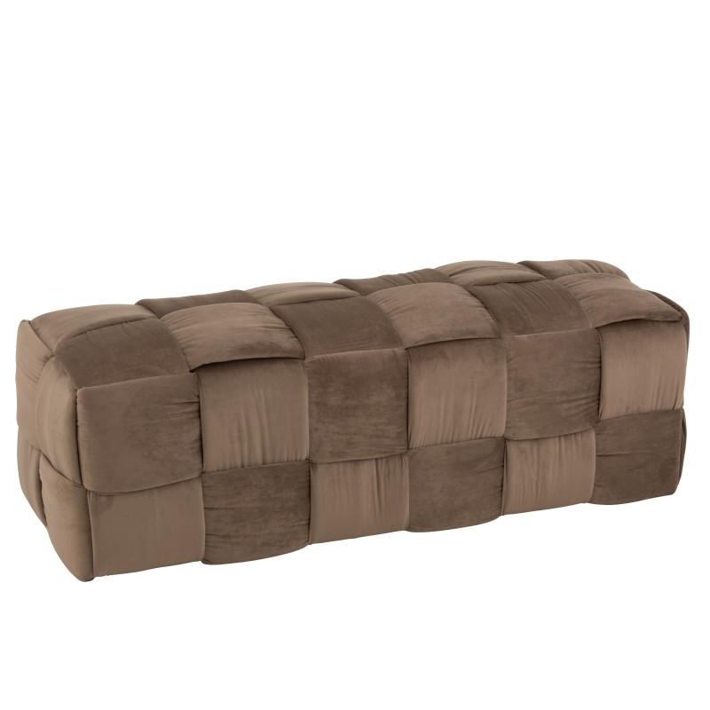 POUF 3 PERSONNES TEXTILE/BOIS MARRON