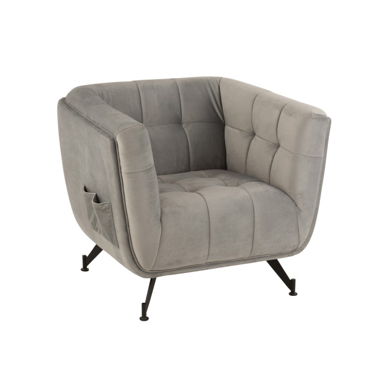 Sillón lounge de madera gris de 90x82x76 cm