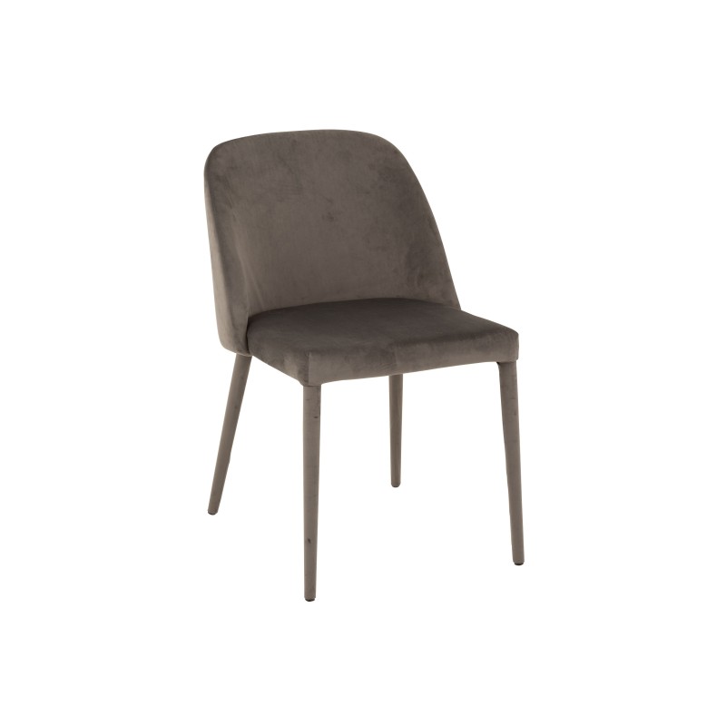 Silla de 4 patas de metal y textil gris 58x51x80 cm