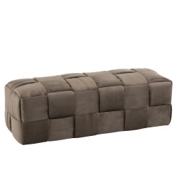 Pouf 3 personnes en textile gris 120x42x38 cm