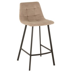 Silla de bar de metal negro y textil beige de 47x43x95 cm