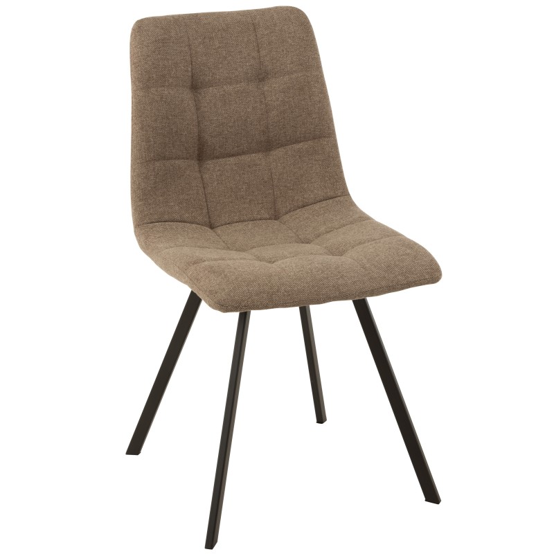 Chaise confort en métal noir et textile beige 55x47x82 cm Chaise confort en métal noir et textile beige 55x47x82 cm