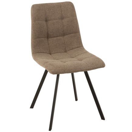 Silla cómoda de metal negro y textil beige de 55x47x82 cm