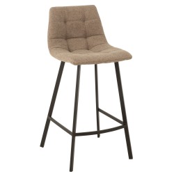 Chaise de bar en métal noir et textile beige 47x43x95 cm
