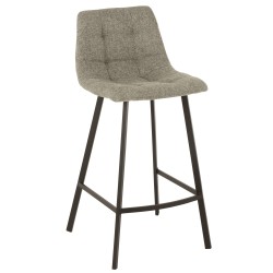 Silla de bar de metal negro y textil gris de 43x45x97 cm