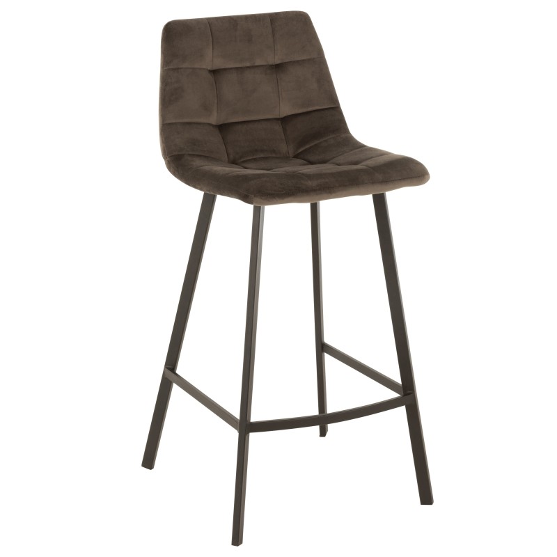 Silla de bar de metal y textil gris oscuro 43x43x96 cm