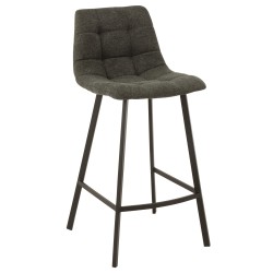 Silla de bar de metal negro y textil gris de 47x43x95 cm