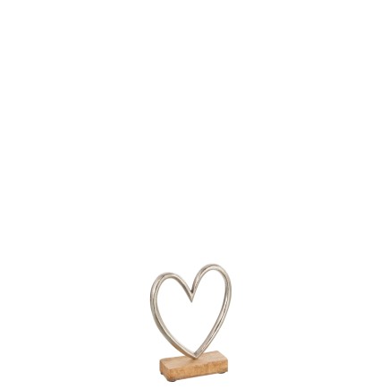 Corazón sobre base de madera natural de 12x3x12 cm
