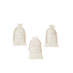 Set de 3 Sacs de Noël en textile blanc 30x1x50 cm