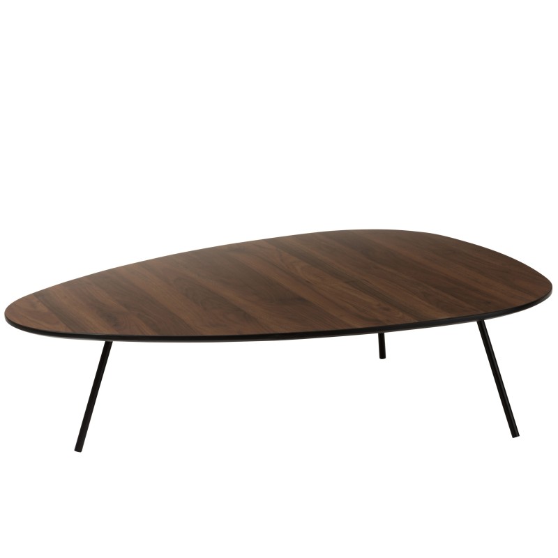 Table de salon arrondie de forme triangulaire en bois de tea tree marron Table de salon arrondie de forme triangulaire en bois de tea tree marron