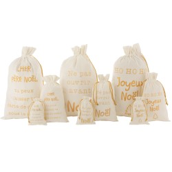 Bolsa navidad francés terciopelo blanco/oro surtido de 3 Alt. 80 cm