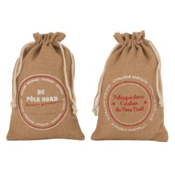 2 bolsas de Navidad de yute natural con inscripción H28cm
