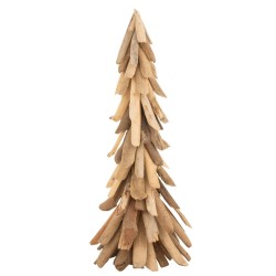 Sapin de Noël décoratif à led en bois naturel 22.5x22.5x60 cm