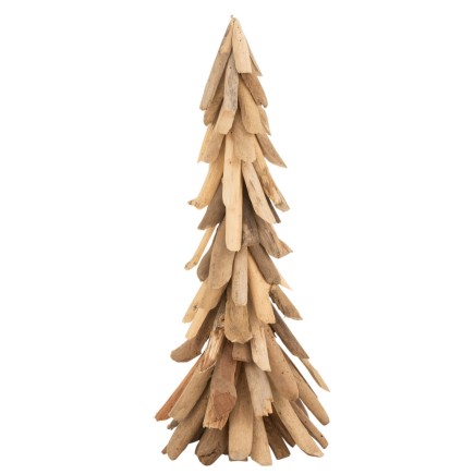 Sapin de Noël décoratif à led en bois naturel 22.5x22.5x60 cm