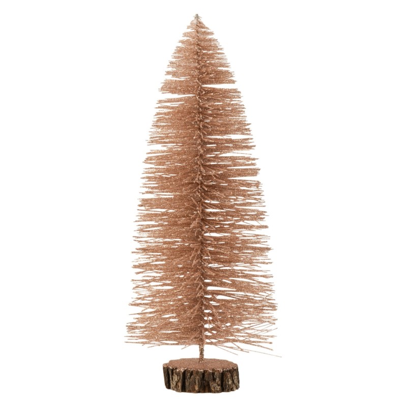 Sapin de Noël décoratif en plastique rose doré 15x15x39 cm