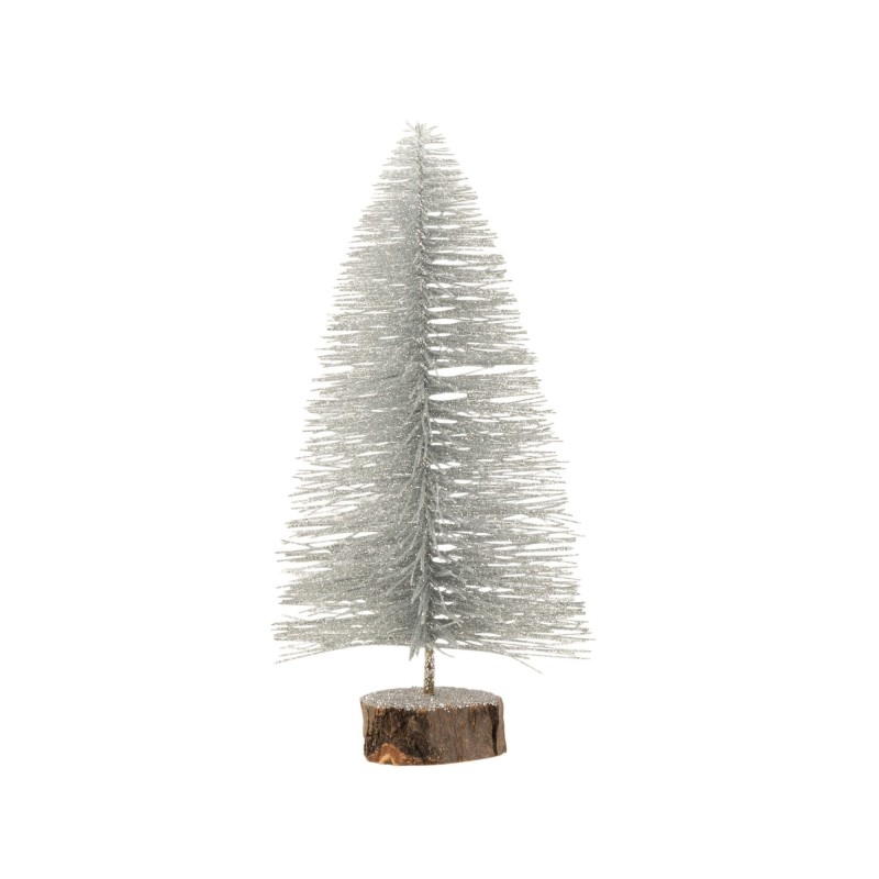 Sapin de Noël décoratif en plastique argent 15x15x30 cm