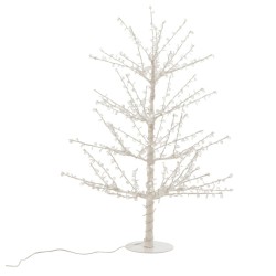 ARBRE NU + LED + PERLES METAL BLANC SMALL