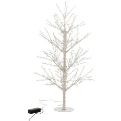 ARBRE NU + LED + PERLES METAL BLANC MEDIUM