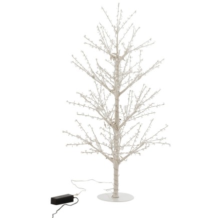 ARBRE NU + LED + PERLES METAL BLANC MEDIUM