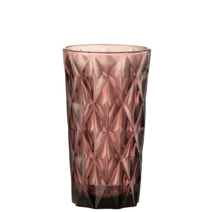 Verre long en verre bordeaux 9x9x15 cm
