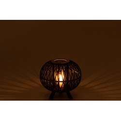 Farol bola sobre base de madera negra 33x33x32 cm