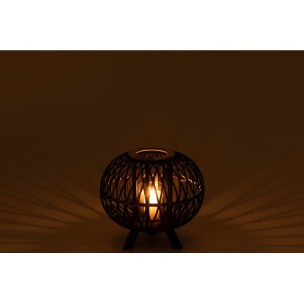 Farol bola sobre base de madera negra 33x33x32 cm