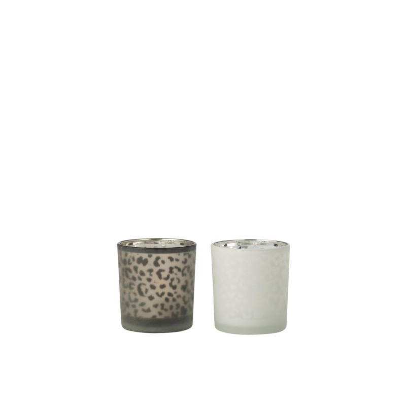 Lot de 2 photophores en verre blanc 7x7x8 cm Lot de 2 photophores en verre blanc 7x7x8 cm