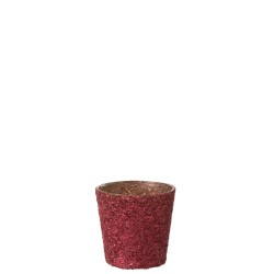 Cache pot en verre rouge 10x10x10 cm