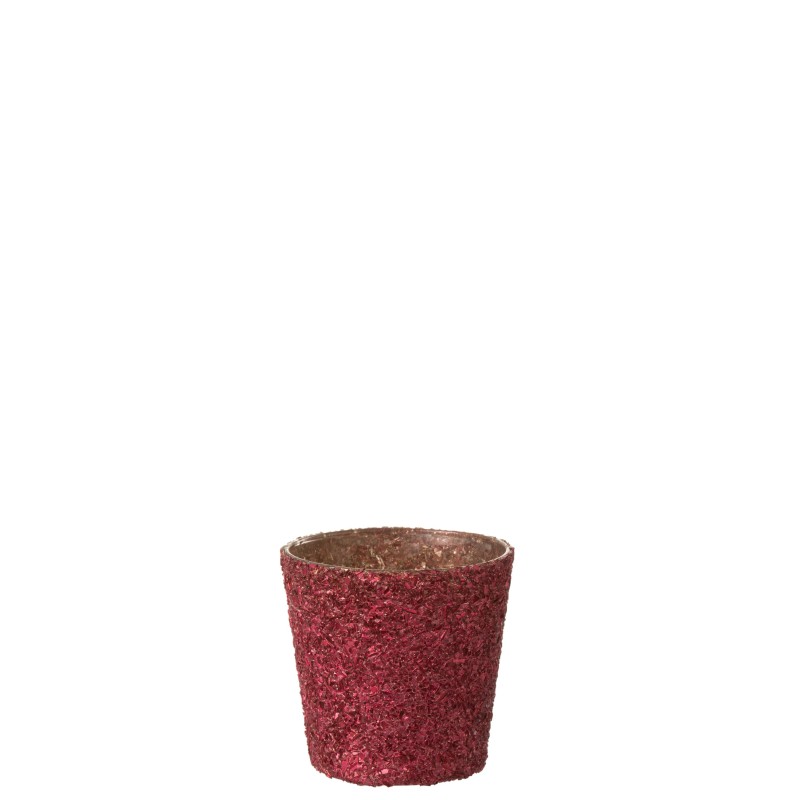 Cache pot en verre rouge 10x10x10 cm