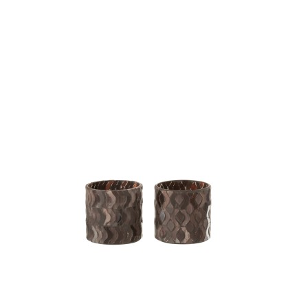 Lote de 2 portavelas de vidrio marrón de 9x9x8 cm