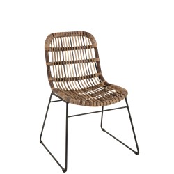 CHAISE BILLIE FEUILLES DE BANANIER/TECK NATUREL