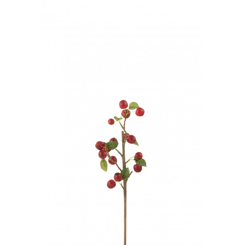 Branche de baies en plastique rouge 11x11x48 cm