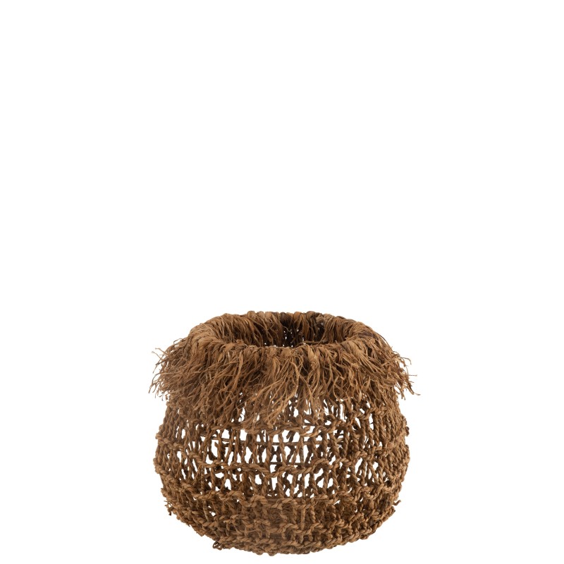 Panier tressé rond en feuilles de bananier naturel