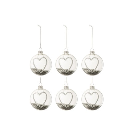 Scatola di 6 palline di Natale in vetro bianco 8x8x8 cm