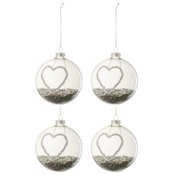 Boite de 4 boules de Noël en verre blanc 10x10x10 cm