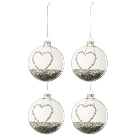 Boite de 4 boules de Noël en verre blanc 10x10x10 cm